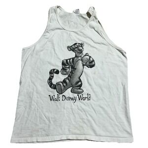 Vintage Walt Disney World Tank Top Tigger Men's L White Winnie the Pooh